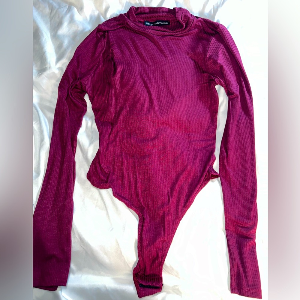 Naked Wardrobe thong mock neck ribbed lightweight bodysuit